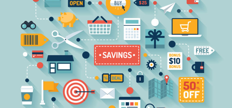 Commerce and savings flat illustration